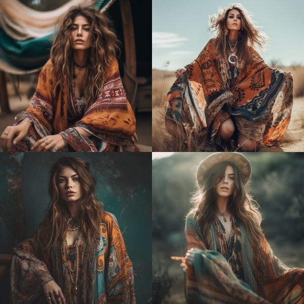 Midjournery's Prompt for bohemian fashion design ( Ethnic patterns )