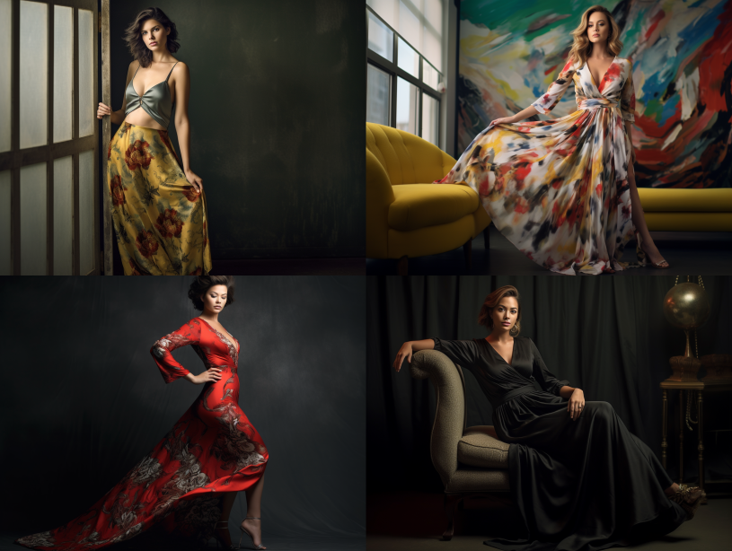 Midjournery's Prompt for glamour fashion design (Casual glam)