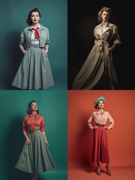 Midjournery's Prompt for Vintage fashion design (Classic vintage Style)