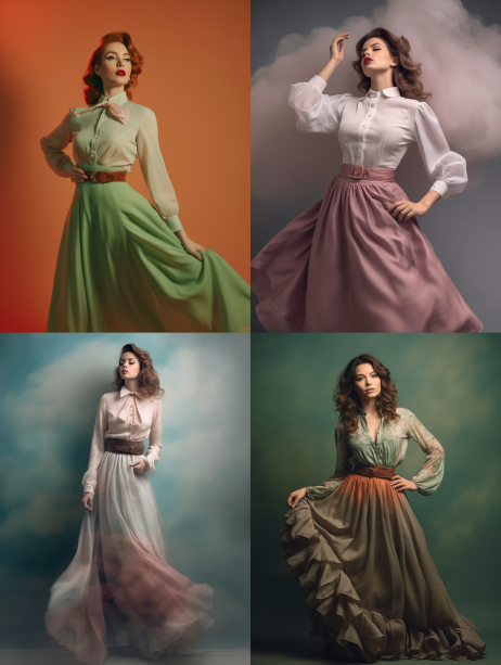 Midjournery's Prompt for Vintage fashion design (Romantic vintage Style)
