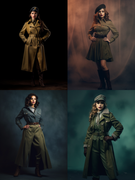 Midjournery's Prompt for Vintage fashion design (Military vintage Style)