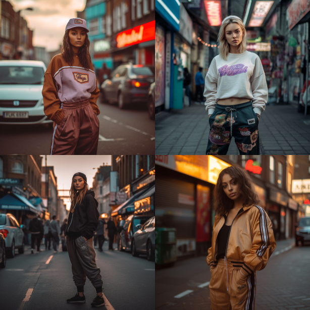 Midjournery's Prompt for Streetwear Fashion design (Retro streetwear Style)