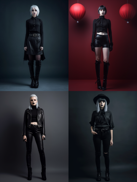 Midjournery's Prompt for Gothic Fashion design (Punk Gothic Style)
