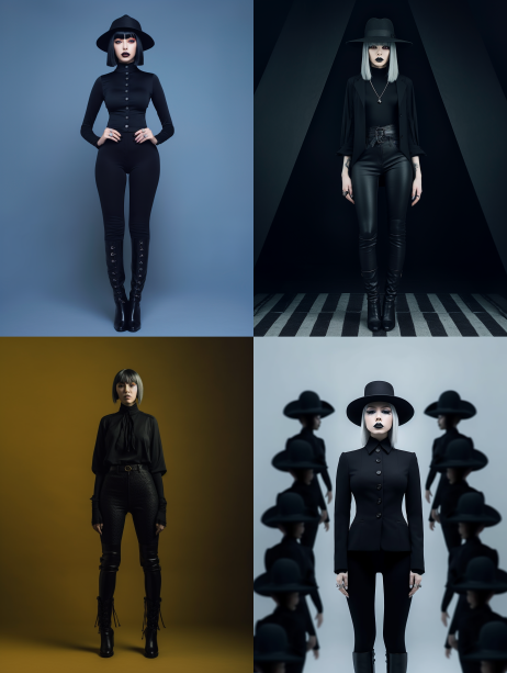 Midjournery's Prompt for Gothic Fashion design (Nu-Goth Style)