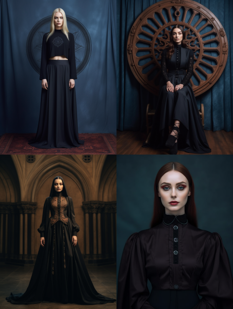 Midjournery's Prompt for Gothic Fashion design (Medieval Gothic Style)