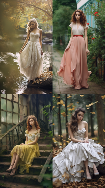 Midjournery's Prompt for Romance Fashion design (Fairy Tale Romance Style)
