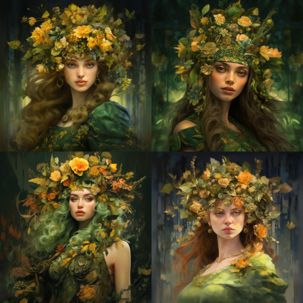 A woman with a floral crown